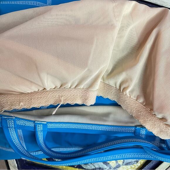 Lands End Bright Aqua Blue Strappy Modest Tankini Swim swimsuit top womens 8 M - Picture 5 of 9